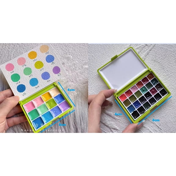 Holbein Artist Handmade Watercolor Pastel Set 12 Colors 1ml and Granulating Colors 24 Colors 0.5ml Professional Opaque Watercolor Color Card