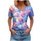 thumbnail image 1 of Top de Verano de las Mujeres, Cuello en V Moda Casual de Manga Corta Blusa, Primavera Y Verano Ligero Top, 1 of 9