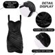 thumbnail image 3 of Falda sexy sin mangas con tirantes halter para mujer, elegante mini fiesta plisada y elegante, negro, L, 3 of 7