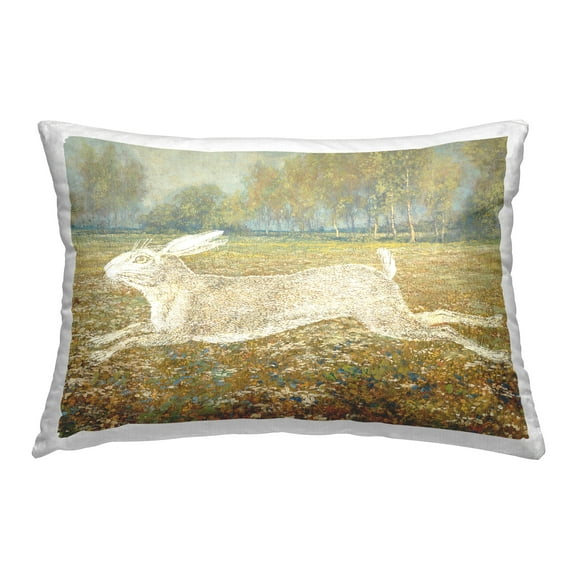 Stupell Industries Impressionist Jumping Hare Decorative Printed Throw Pillow Design by Daphne Polselli.
