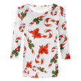 thumbnail image 4 of Camisas Navideñas Para Mujer Tops de Cuello Redondo Moda Impresa Suelta 3/4 Mangas Blusa Informal Odeerbi ODB194570, 4 of 5