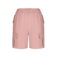 thumbnail image 7 of Tdoqot Womens Cargo Shorts Knee Length- Casual Stretch Baggy Elastic Waist Drawstring Shorts Pink Size S, 7 of 7