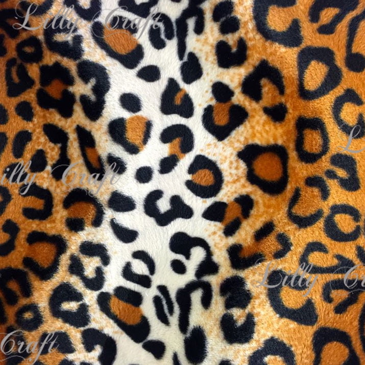 58"/ 60" Sold By The Yard Brown Leopard Velboa Faux Fur Fabric 