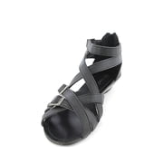 Bamboo Strappy Buckle Back Zipper Wedge Sandals