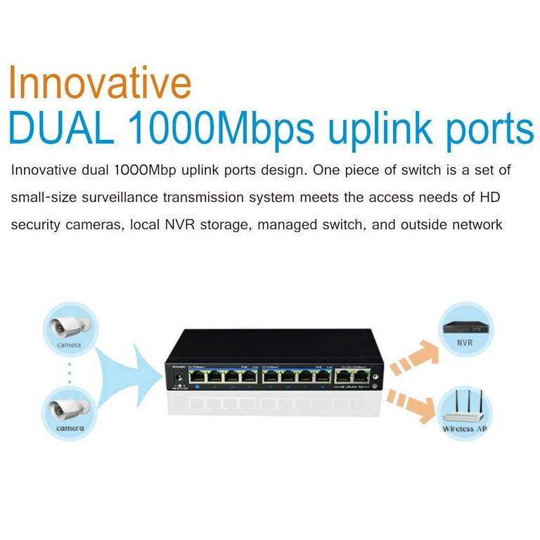 8+2 Port 10/100Mbps 2 UPLINK 1000Mbps POE SWITCH