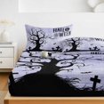 thumbnail image 6 of Twin Sze Fitted Sheet Set - Halloween 2 Piece Bedding Sets 16" Deep Pocket Fitted Sheet with 1 Pillowcase, Vintage Fall Pumpkin Trees Bats Horror Purple Brushed Microfiber Hotel Luxury Bed Sheets, 6 of 9