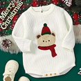 thumbnail image 3 of Fdrone Newborn Girl Boy Christmas Outfit Long Sleeve Knit Oversized Santa Claus/Reindeer Embroidery Sweater Romper Warm Bodysuit Baby Fall Winter Clothes, 3 of 5
