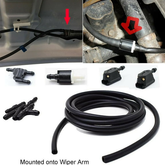 2m Windshield Wiper Washer Jet Hose Tube Pipe Rubber W/ 2 Check Valve Nozzle Jet