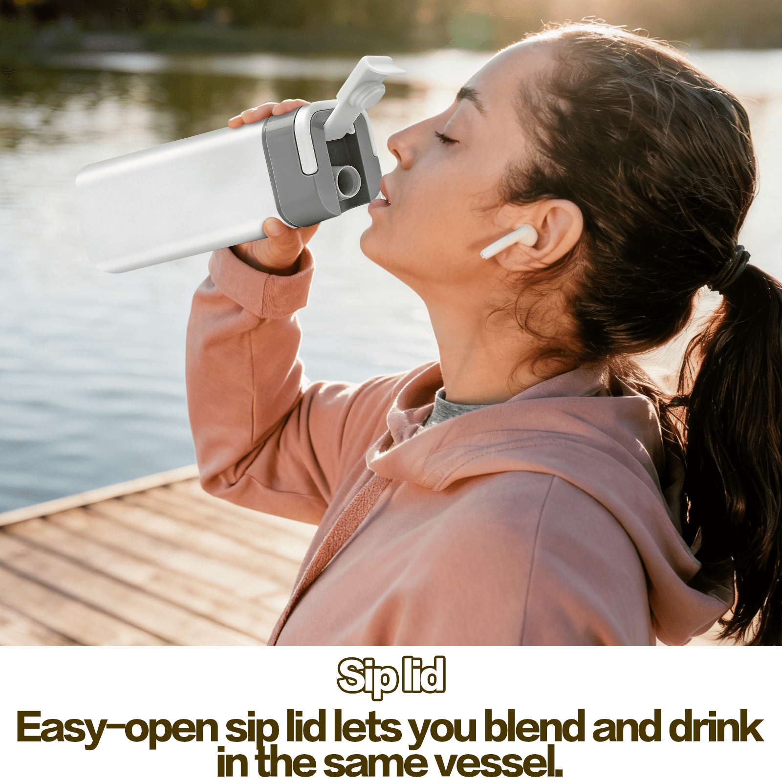 Portable Blender, Cordless, 14oz. Vessel, Personal Blender-for Shakes & Smoothies, BPA Free, Leakproof-Lid & Sip Spout, USB-C Rechargeable, Dishwasher Safe Parts, White