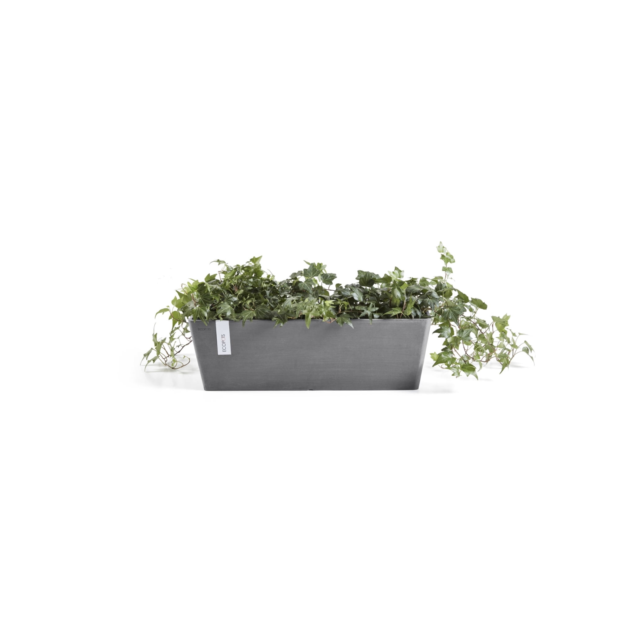 Ecopots Bruges Durable Modern Rectangular Indoor/Outdoor Recycled Based Composite Flower Pot Planter, Grey, 21.5"