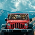 thumbnail image 3 of Uorisanigo Windshield Sun Shade Compatible with Jeep Wrangler Rubicon Sahara TJ JK JKU 2 Door & 4 Door 16.14"x52.95" Folding Front Window Sun Shade(Highland Cow Driving Print), 3 of 7