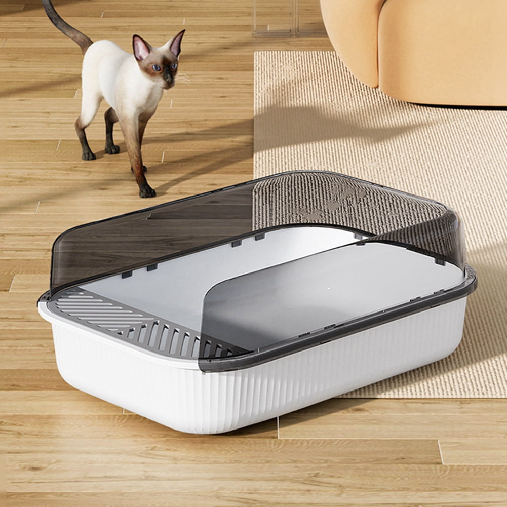 Semi-Enclosed Large Litter Box for Cats,Top Entry,High Sided, Non-Sticky,Anti-Urine Leakage,Easy to Clean Essential for Pet Home