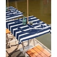 thumbnail image 2 of Fsddascl Navy Blue Anchor Outdoor Tablecloth - 60x60 Inch Square Dining Table Cover, Nautical White Horizontal Striped Waterproof Outdoor Table Cloth with Umbrella Hole & Zipper for Picnic/Patio, 2 of 7