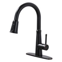 Wowow Oil Rubbed Bronze Single-Handle High Arc Stainless Steel Kitchen Faucet with Pull-Down Sprayer