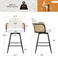 thumbnail image 5 of 26"Bar Stools, 360° Swivel Counter Height Barstools Boucle Fabric Upholstered Bar Chairs with Rattan Back and Metal Legs for Kitchen Island Home Bar, 5 of 12