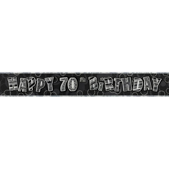 Unique Party Black-Silver Glitz 70th Birthday Foil Banner
