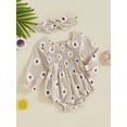 thumbnail image 3 of FEORJGP Toddler Girl 2PCS Floral Outfits 0 3M 6M 9M 12M 18M Newborn Long Sleeve Jumpsuits Square Neck Bodysuits Flower Print Rompers with Hairband Kidsual Comfy Daily Clothes for Spring Fall, 3 of 7