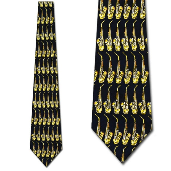 Golden Saxophone Repeat Necktie Mens Tie by Tieguy