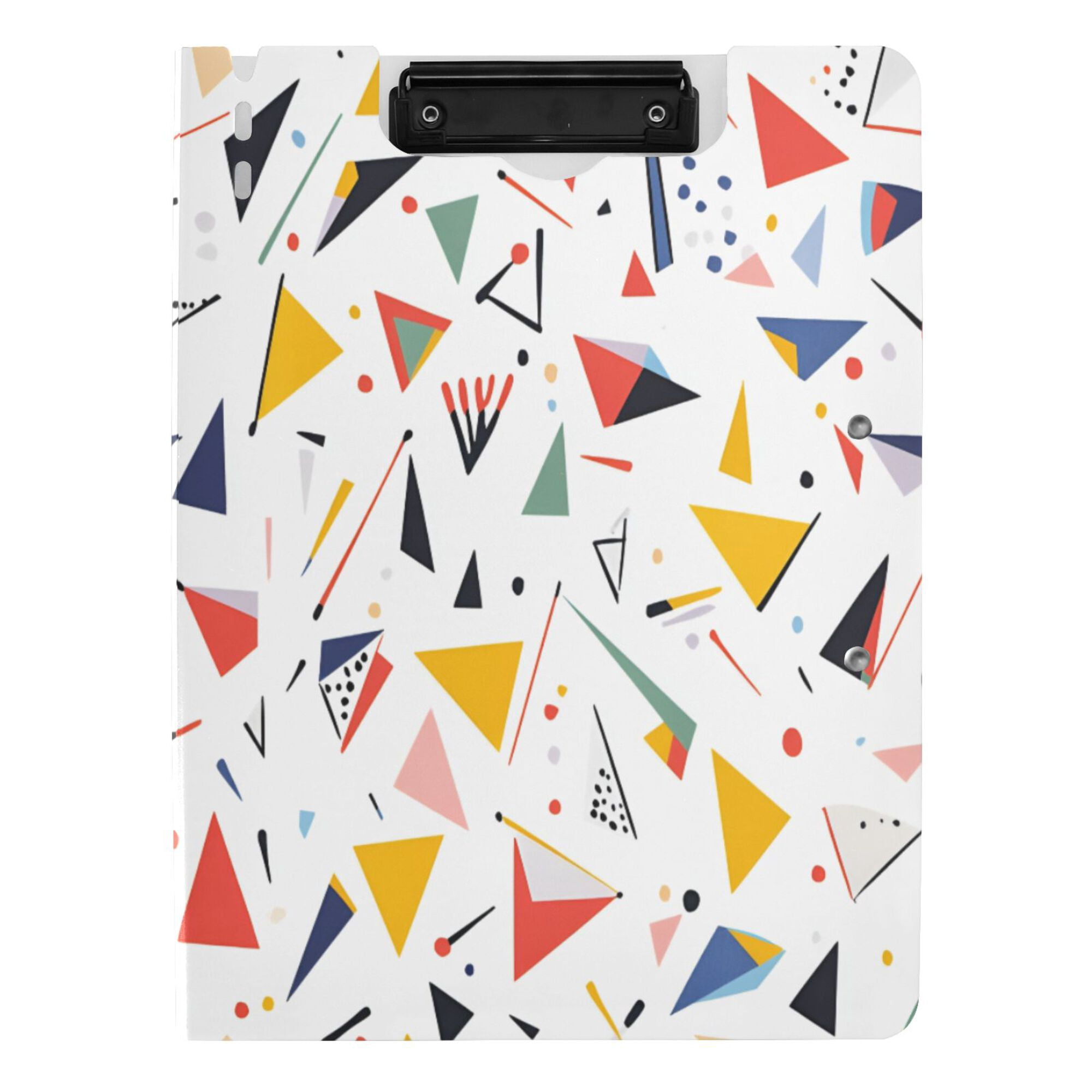 FORMRS A4 Clipboard Folder with Pen Holder Horizontal Foldable School Office Binder, White Triangles