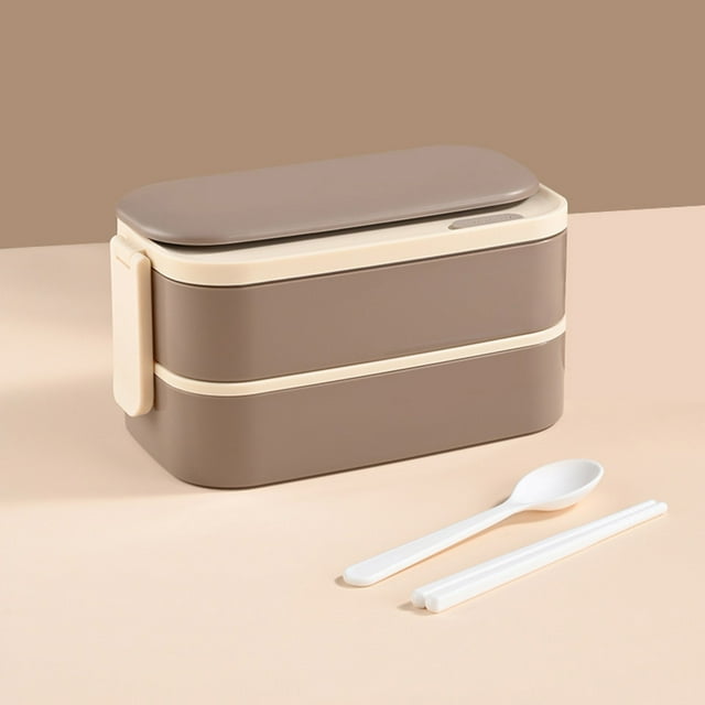 Boîte à Lunch Double Couche en Acier Inoxydable 304 avec 3 Compartiments, Étanche et Compatible Micro-Ondes pour les Travailleurs de Bureau et les Étudiants, Contenant de Préparation de Repas Sans BPA avec Baguettes et Cuillère Akmoler