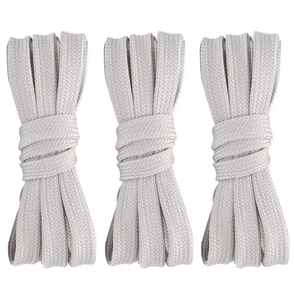 3pair Double Layers Flat Shoe Laces Gray for Sneakers Boots Adults Kids 24"-72"