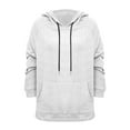 thumbnail image 5 of VSSSJ Women's Long Sleeve Casual Loose Hooded Sweatshirts Drawstring Comfy Solid Color Lightweight Pullover Hoodies with Pockets White L, 5 of 6