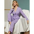 thumbnail image 2 of ebukurty Women's Pajama Sets 2 Piece V-neck Long Sleeves Tie Robe Sets, Sizes S-XL, 2 of 6