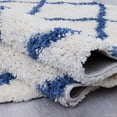 thumbnail image 2 of Allstar Modern Contemporary Ivory Blue High Pile Posh Shaggy Trellis Patterned Area Rug (5' 0" x 7' 0"), 2 of 6