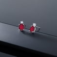 thumbnail image 4 of Gem Stone King 14k White Gold Ruby Red Mystic Topaz Earrings for Women (2.7Cttw, GemstoneNovember Birthstone, Oval 8X6MM, Round 2.5MM), 4 of 4