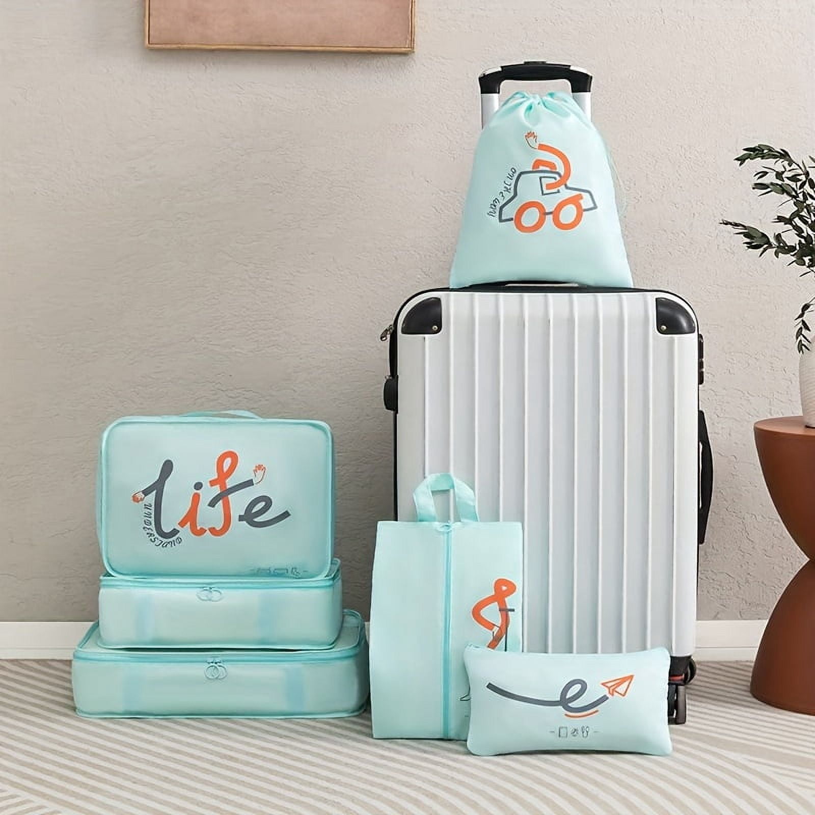 6pcs Travel Luggage Packing Cubes, Portable Clothes Storage Bag, Foldable Underwear Organizer Laundry Pouch