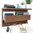 thumbnail image 1 of Straga Handmade 23" Walnut Coat Rack with 2 Shelves & 4 Sturdy Hooks – Solid Wood Organizer for Coats, Keys, Mail, Wallets – Modern Design for Entryway, Mudroom, Hallway, Bathroom – Made in Canada 04, 1 of 6