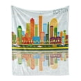 thumbnail image 1 of Boston Soft Flannel Fleece Throw Blanket, Cartoon Illustration of Vibrant City Life and Flying Tiny Seagulls Above the Town, Cozy Plush for Indoor and Outdoor Use, 60" x 80", Multicolor, by Ambesonne, 1 of 6