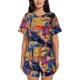 thumbnail image 1 of Fotbe Colorful Gecko Jungle Art Conjunto de Pijama Estampado para Mujer, 2 Piezas, Ropa de Dormir con Camiseta de Manga Corta y Shorts Suaves-X-Large, 1 of 6
