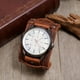 thumbnail image 4 of Reloj de pulsera de cuero con puntero punk para hombre, elegante, de moda, regalo para el padre y el tiempo libre. Marrón, 4 of 9