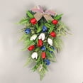 thumbnail image 6 of AYktou Patriotic Wreaths for Front Door, Independence Day Teardrop Swags Wreath Artificial Tulip Ears Bows Red White Blue Border Hanging Ornaments for Front Door Wall Indoor Outdoor Home Decor, 6 of 7