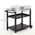 thumbnail image 2 of Outdoor Grill Dining Cart with Stainless Steel Top, 3-Shelf BBQ Food Prep Table & Pizza Oven Stand, Movable Kitchen Island with Hooks and Wheels, Charcoal Grey, 40.2"W x 31.9"H, 2 of 7