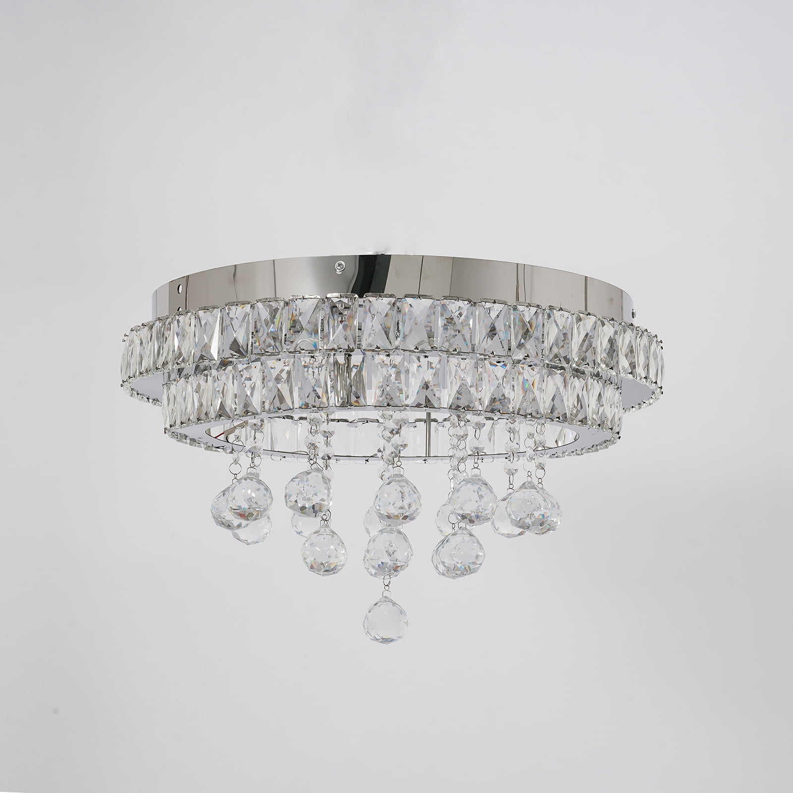 Crystal Ceiling Light, Modern Ceiling Light with Remote Control Silver 50*25cm