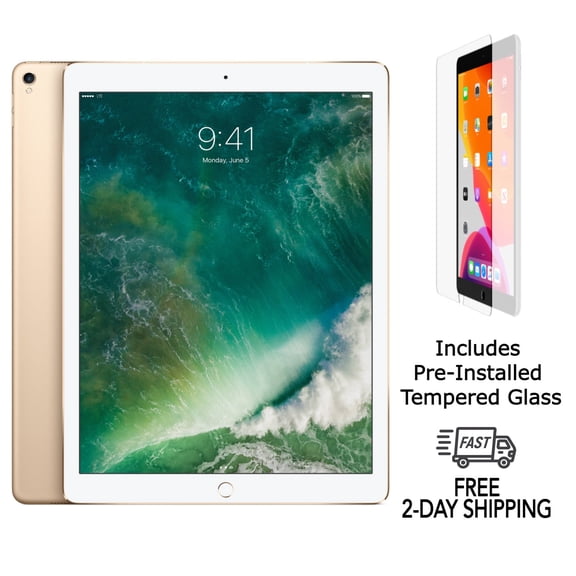 iPad Pro Apple Remis à Neuf 12,9 Po (1re Gén.) avec Verre Trempé Préinstallé (Wi‐Fi) 32 Go Or (Grade A+)
