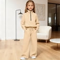 thumbnail image 2 of BJUTIR Girls 2 Piece Sets Casual Tracksuit Zip Up Hoodie With High Waist Wide Leg Joggers Comfortable Athletic Outfit Stylish Matching Suit Size 5-6 Years, 2 of 4