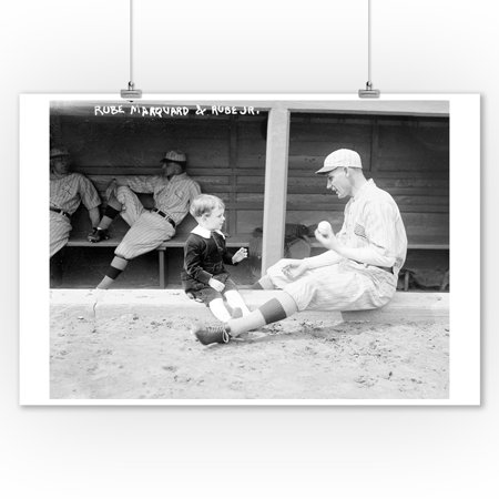 Brooklyn Dodgers Autographed Photo - Rube Marquard & Rube Jr., Brooklyn Dodgers, Baseball Photo (9x12 Art Print, Wall Decor Travel Poster)