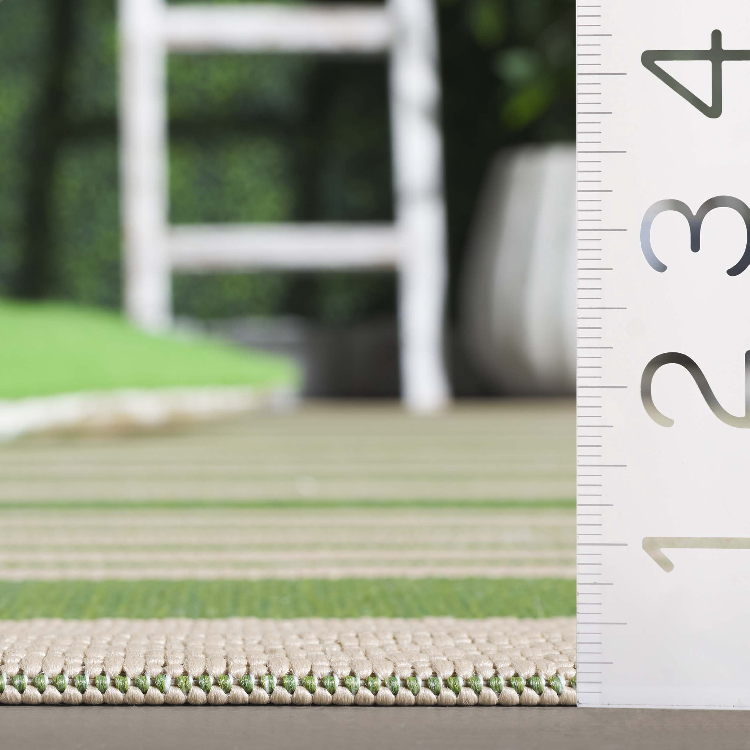 Safavieh Courtyard Caroline Striped Indoor/Outdoor Area Rug, Green/Beige, 5'3" x 5'3" Round