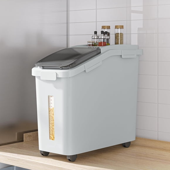 Contenedor de almacenamiento de harina YITAHOME 43L con ruedas, cuchara y tapa