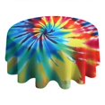 thumbnail image 4 of Colorful Rainbow Tie Dye Spiral Pattern Round Tablecloth 60"x60",Wrinkle Wipeable Table Cloth for Kitchen Dining Room Picnic Patio Party, 4 of 6