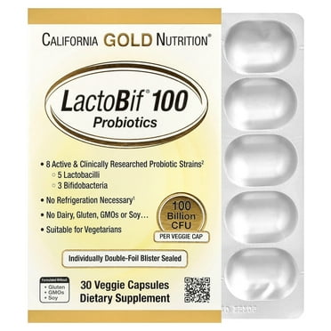 California Gold Nutrition LactoBif® 100 Probiotics, 100 Billion CFU, 30 Veggie Capsules