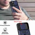 thumbnail image 4 of Compatible with iPhone 13 Pro Max Case with Sliding Camera Lens Cover and Ring Kickstand Heavy Duty Military Grade Protection Phone Shockproof Back Cover for iPhone 13 Pro Max, Blue, 4 of 7