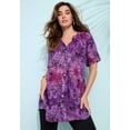 thumbnail image 2 of Roaman's Women's Plus Size Angelina Crinkle Crepe Y-Neck Short Sleeve Tunic, 2 of 6