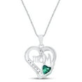 thumbnail image 3 of AFFY Emerald & White Diamond Accents MOM Heart Pendant Pendant Necklace in 925 White Gold Over Sterling Silver, 3 of 5