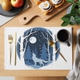 thumbnail image 2 of Blue Wolf Placemats Set of 8 Christmas Tree Forest Scissors Moon Night Place Mats Indoor Wipeable Table Mats Washable Cloth Dining Table Placemats for Kitchen Holiday Party Home Decor 13x19 Inch, 2 of 9