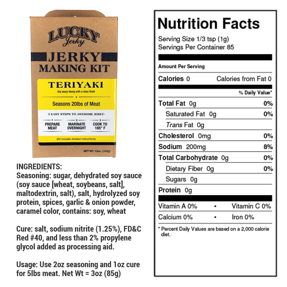 Lucky Beef Jerky DIY master pack - 4 flavors (Peppered, Teriyaki, Original, Red Pepper) - Seasoning it for 80 lbs of meat