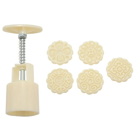 

Mid-Autumn Hand-Pressure Moon Cake Mould with 6 Cookie Mold Flowers Design CookieMoon Cake Mold